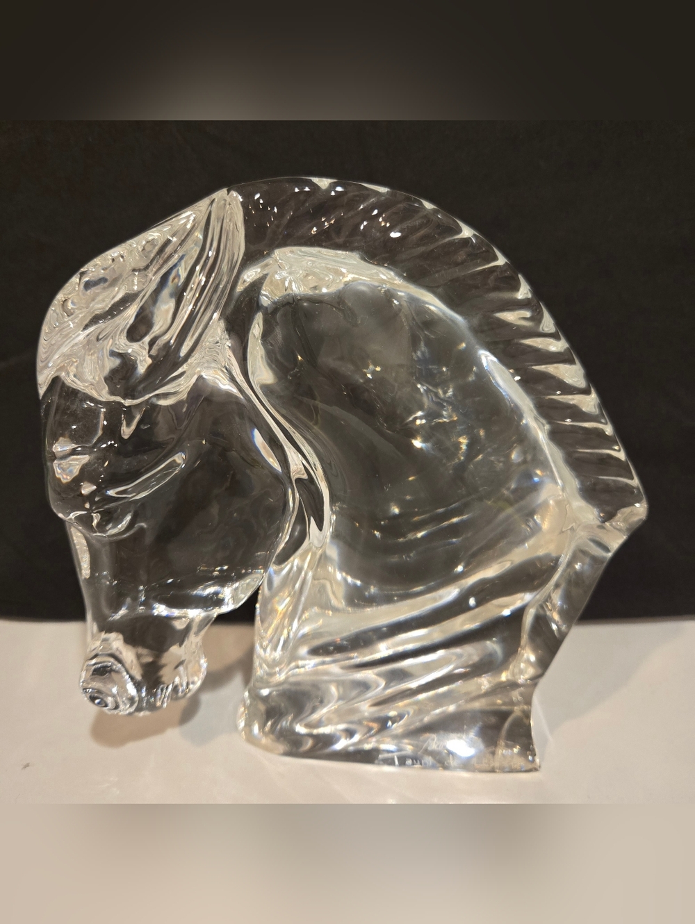 Baccarat Clear Crystal Horse Head Sculpture